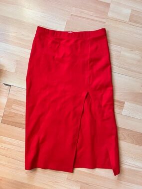 Babaton Declan Red Midi Pencil Skirt with Slit